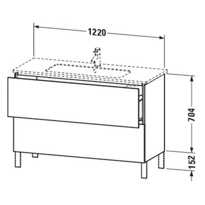 Duravit L-Cube Waschtischunterbau stehend mit 2 Schubkästen 122 x 48,1 cm