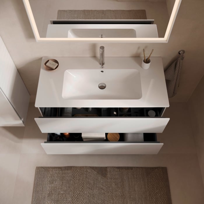Duravit L-Cube Waschtischunterbau wandhängend mit 2 Auszügen, 102 x 48,1 cm