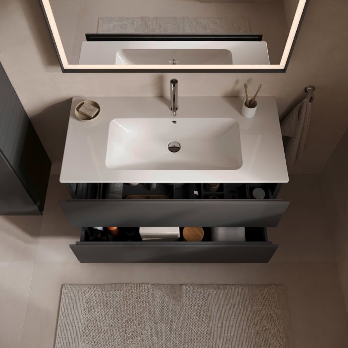 Duravit L-Cube Waschtischunterbau wandhängend mit 2 Auszügen, 102 x 48,1 cm