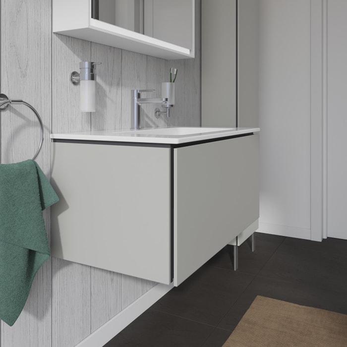 Duravit L-Cube Waschtischunterbau wandhängend mit 1 Auszug, 82 x 48,1 cm, Becken mittig