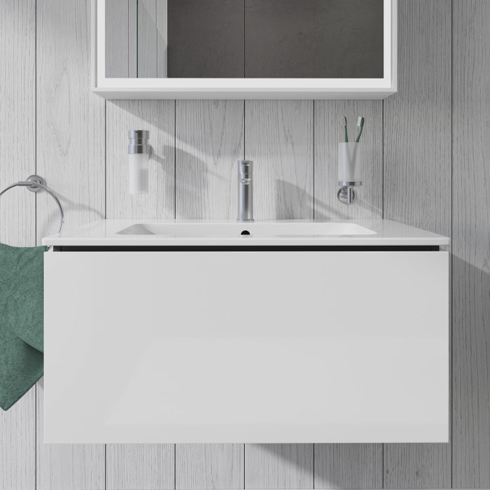 Duravit L-Cube Waschtischunterbau wandhängend mit 1 Auszug, 82 x 48,1 cm, Becken mittig