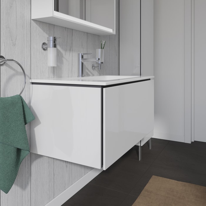 Duravit L-Cube Waschtischunterbau wandhängend mit 1 Auszug, 82 x 48,1 cm, Becken mittig