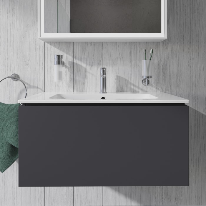 Duravit L-Cube Waschtischunterbau wandhängend mit 1 Auszug, 82 x 48,1 cm, Becken mittig