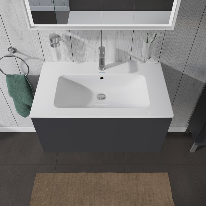 Duravit L-Cube Waschtischunterbau wandhängend mit 1 Auszug, 82 x 48,1 cm, Becken mittig