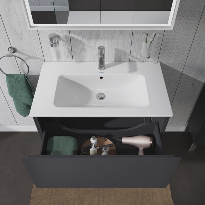 Duravit L-Cube Waschtischunterbau wandhängend mit 1 Auszug, 82 x 48,1 cm, Becken mittig