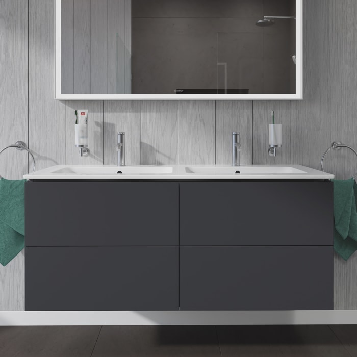 Duravit L-Cube Waschtischunterbau wandhängend mit 4 Auszügen, 129 x 48,1 cm
