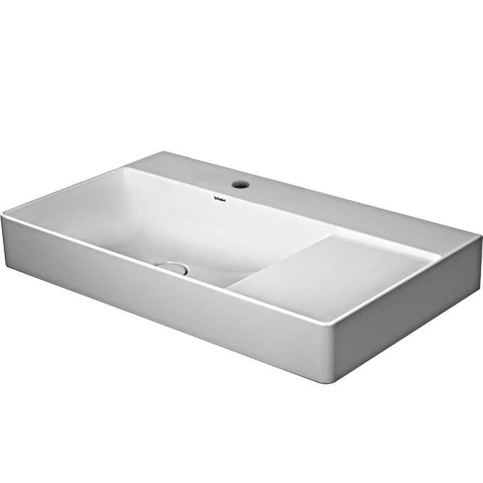 Duravit DuraSquare Waschtisch geschliffen asymmetrisch mit 1 Hahnloch 80 x 47 cm, Becken links
