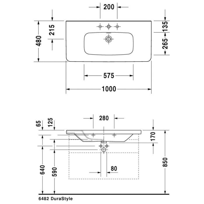 Duravit DuraStyle Möbelwaschtisch 100 cm, mit 1 Hahnloch