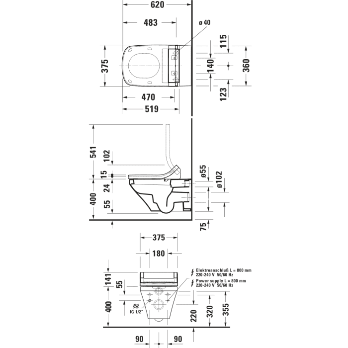 Duravit DuraStyle Wand-WC für SensoWash