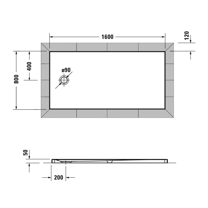 Duravit Tempano Duschwanne 160 x 80 cm, mit Antislip