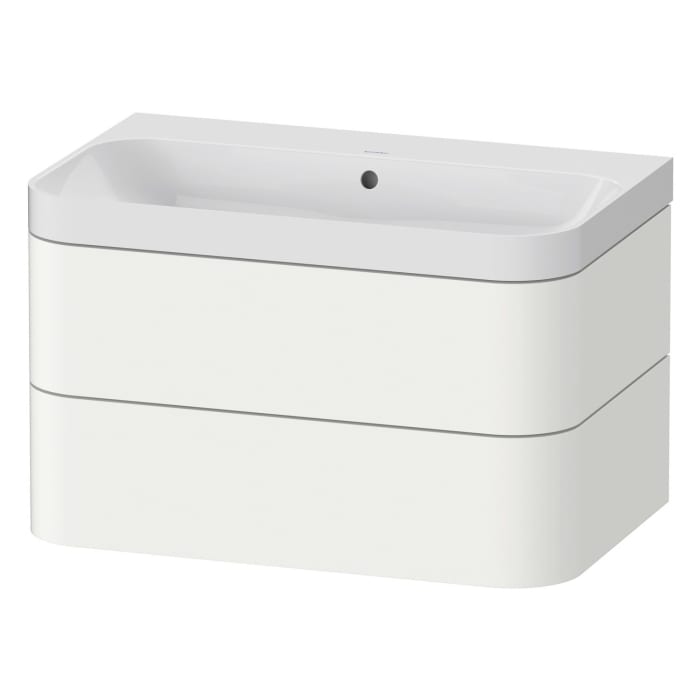 Duravit Happy D.2 Plus c-shaped Waschtisch ohne Hahnloch, mit Unterschrank, 77,5 x 49 cm