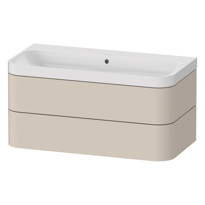 Duravit Happy D.2 Plus c-shaped Waschtisch ohne Hahnloch, mit Unterschrank, 97,5 x 49 cm