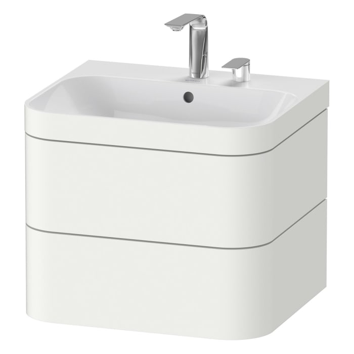 Duravit Happy D.2 Plus c-bonded Waschtisch mit 2 Hahnlöchern, mit Unterschrank 57,5 x 49 cm