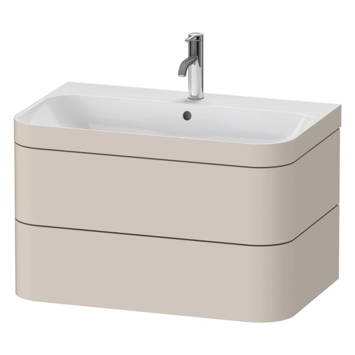 Duravit Happy D.2 Plus c-bonded Waschtisch mit 1 Hahnloch, mit Unterschrank 77,5 x 49 cm