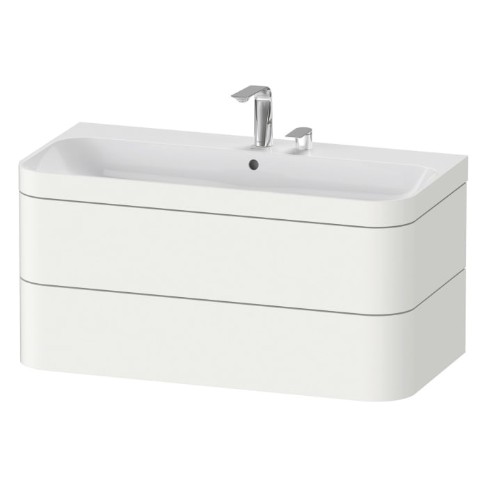 Duravit Happy D.2 Plus c-bonded Waschtisch mit 2 Hahnlöchern, mit Unterschrank 97,5 x 49 cm