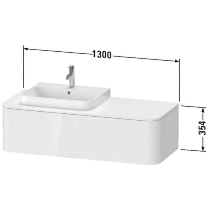 Duravit Happy D.2 Plus Waschtischunterschrank mit 1 Auszug, 130 x 35,4 cm, für Konsole und Becken links, 35,4 x 130 x 55 cm