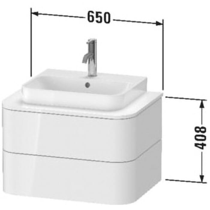 Duravit Happy D.2 Plus Waschtischunterschrank mit 2 Schubkästen, 65 x 40,8 cm, für Konsole
