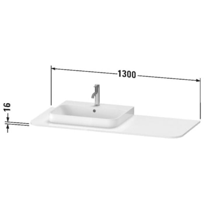 Duravit Happy D.2 Plus Konsole mit Ausschnitt links 1,6 x 130 x 55 cm