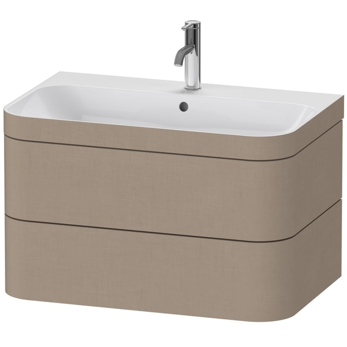 Duravit Happy D.2 Plus c-bonded Waschtisch mit 1 Hahnloch, mit Unterschrank 77,5 x 49 cm