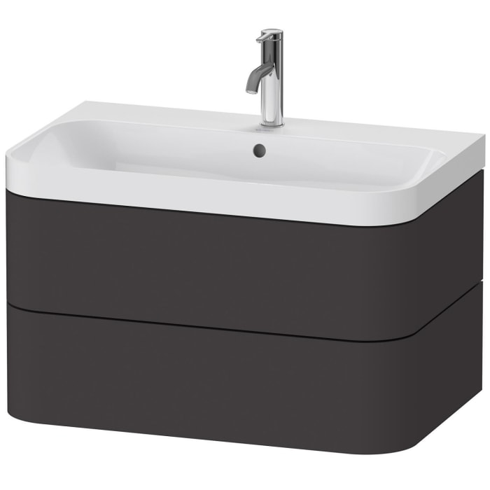Duravit Happy D.2 Plus c-shaped Waschtisch mit 1 Hahnloch, mit Unterschrank, 77,5 x 49 cm