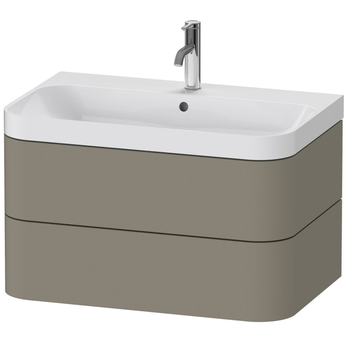 Duravit Happy D.2 Plus c-shaped Waschtisch mit 1 Hahnloch, mit Unterschrank, 77,5 x 49 cm