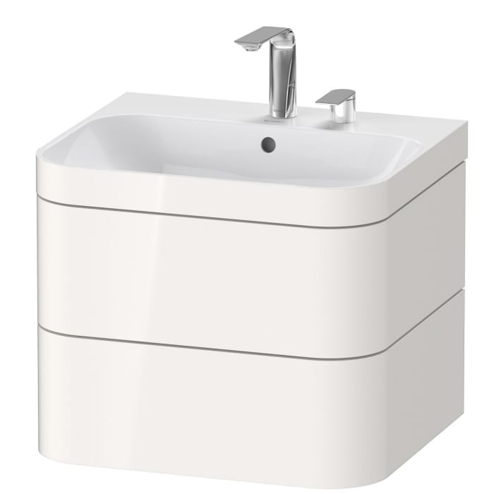 Duravit Happy D.2 Plus c-bonded Waschtisch mit 2 Hahnlöchern, mit Unterschrank 57,5 x 49 cm
