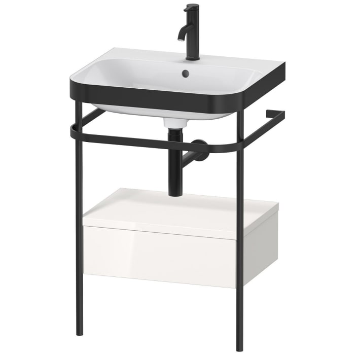 Duravit Happy D.2 Plus c-bonded Waschtisch mit 1 Hahnloch, 57,5 x 49 cm, mit 1 Schubkasten