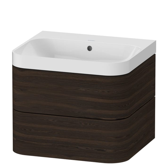 Duravit Happy D.2 Plus c-shaped Waschtisch ohne Hahnloch, mit Unterschrank, 57,5 x 49 cm