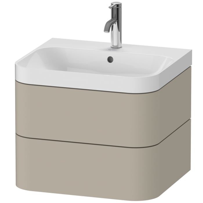 Duravit Happy D.2 Plus c-shaped Waschtisch mit 1 Hahnloch, mit Unterschrank, 57,5 x 49 cm