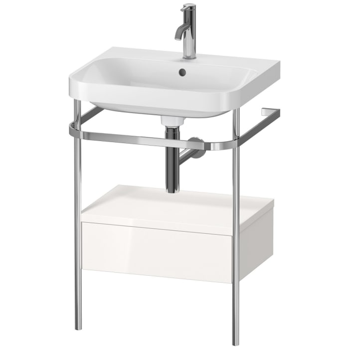 Duravit Happy D.2 Plus c-shaped Waschtisch mit 1 Hahnloch, 57,5 x 49 cm, mit 1 Schubkasten