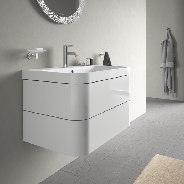 Duravit Happy D.2 Plus c-bonded Waschtisch mit 1 Hahnloch, mit Unterschrank 77,5 x 49 cm