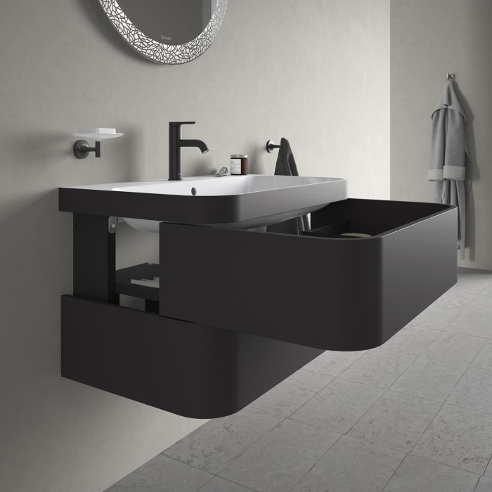 Duravit Happy D.2 Plus c-bonded Waschtisch mit 1 Hahnloch, mit Unterschrank 77,5 x 49 cm