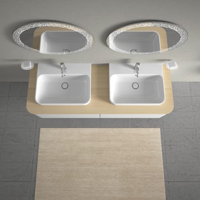 Duravit Happy D.2 Plus Aufsatzbecken 60 cm weiß, mit Überlauf, 1 Hahnloch