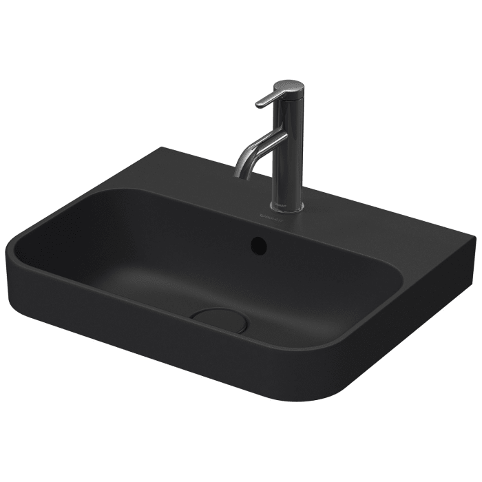 Duravit Happy D.2 Plus Aufsatzbecken 50 cm anthrazit matt, mit Überlauf, 1 Hahnloch
