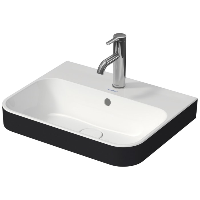 Duravit Happy D.2 Plus Aufsatzbecken 50 cm weiß/anthrazit, mit Überlauf, 1 Hahnloch