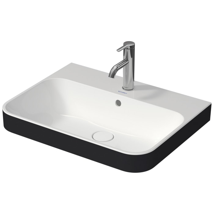 Duravit Happy D.2 Plus Aufsatzbecken 60 cm weiß/anthrazit matt,  mit Überlauf, 1 Hahnloch