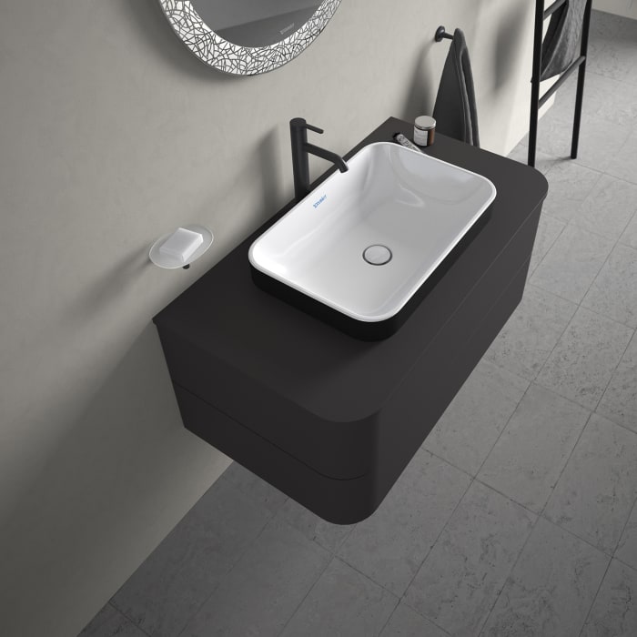 Duravit Happy D.2 Plus Aufsatzbecken 60 cm weiß/anthrazit matt, ohne Überlauf, ohne Hahnlochbank