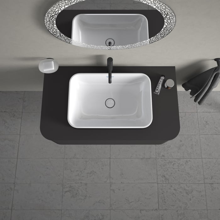 Duravit Happy D.2 Plus Aufsatzbecken 60 cm weiß/anthrazit matt, ohne Überlauf, ohne Hahnlochbank