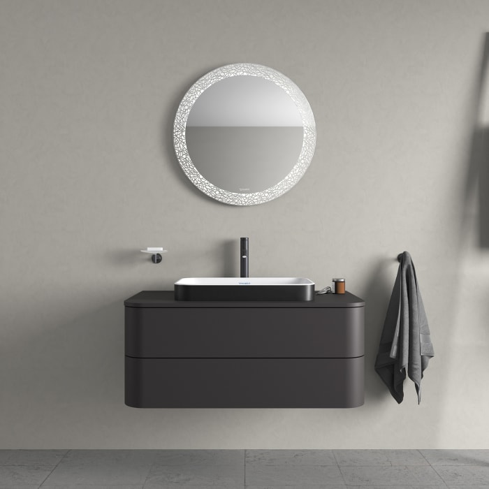 Duravit Happy D.2 Plus Aufsatzbecken 60 cm weiß/anthrazit matt, ohne Überlauf, ohne Hahnlochbank