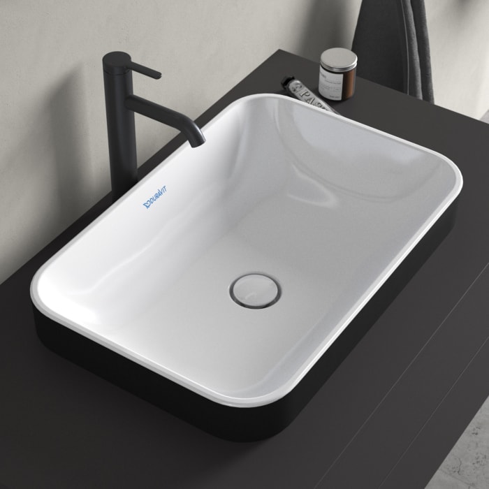 Duravit Happy D.2 Plus Aufsatzbecken 60 cm weiß/anthrazit matt, ohne Überlauf, ohne Hahnlochbank