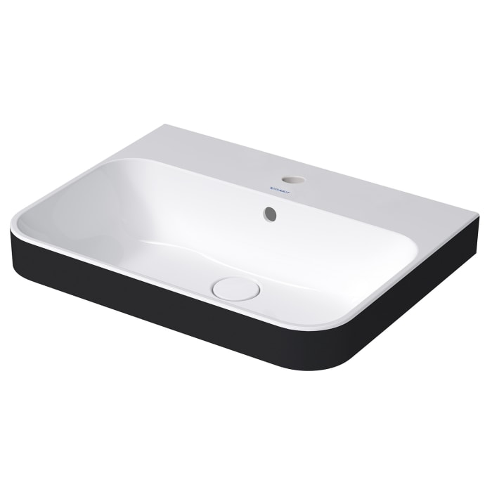 Duravit Happy D.2 Plus Aufsatzbecken 60 cm weiß/anthrazit matt, mit Überlauf, 1 Hahnloch