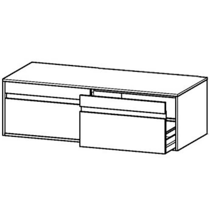 Duravit Ketho Waschtischunterbau 140 cm wandhängend, 2 Auszügen, ohne Waschtischausschnitt