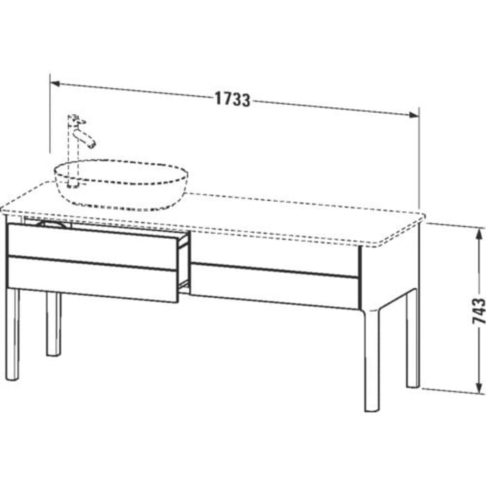 Duravit Luv Waschtischunterbau für Konsole stehend 178,3 x 74,3 cm für Waschtisch links