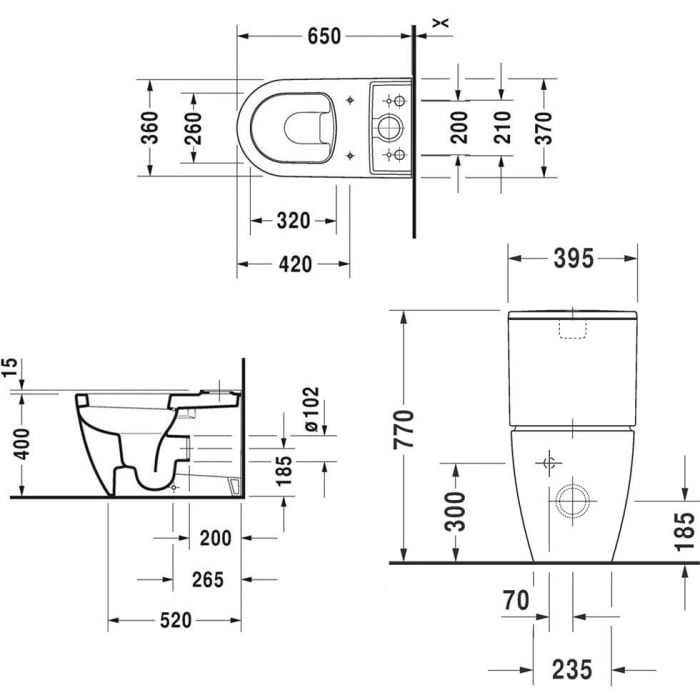Duravit ME by Starck Spülkasten für Anschluss unten links