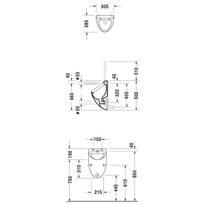 Duravit Design Classics Urinal Universal Fizz für Deckel