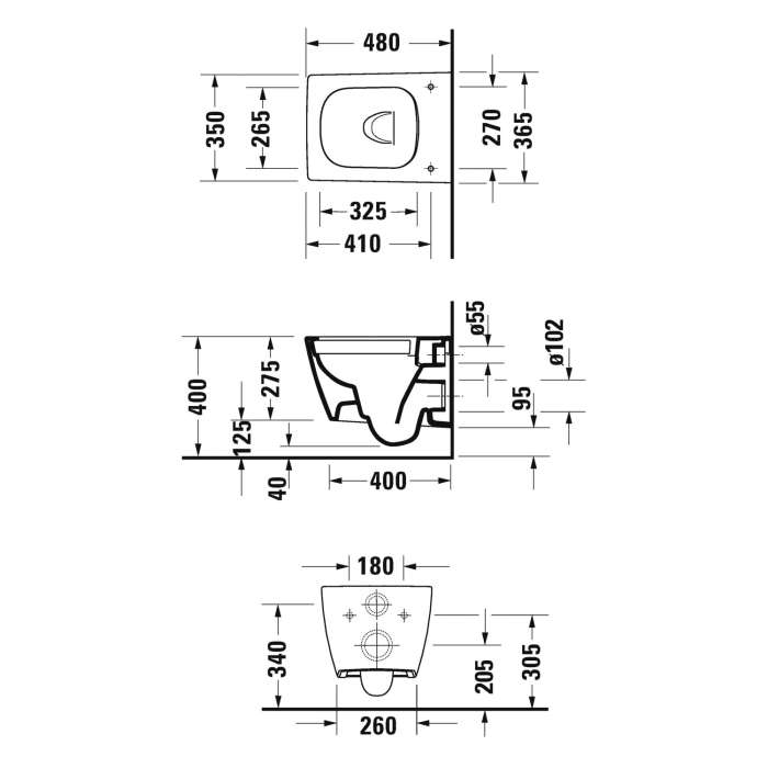 Duravit Design Classics Wand WC Viu Compact 48 cm rimless