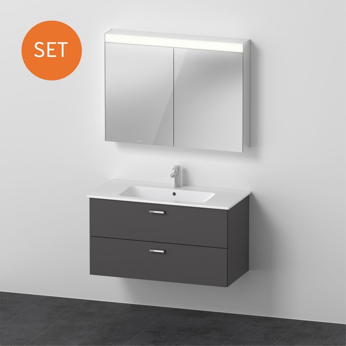 Duravit XBase MöbelSet 103 cm, mit Spiegelschrank