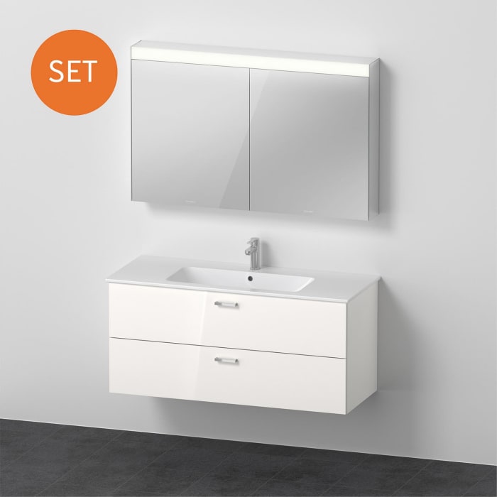 Duravit XBase MöbelSet 123 cm, mit Spiegelschrank