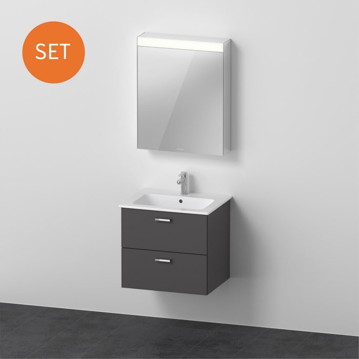 Duravit XBase MöbelSet 63 cm, mit Spiegelschrank, Anschlag links
