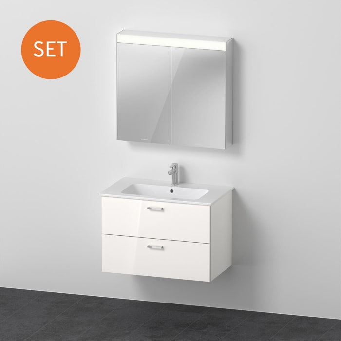Duravit XBase MöbelSet 83 cm, mit Spiegelschrank